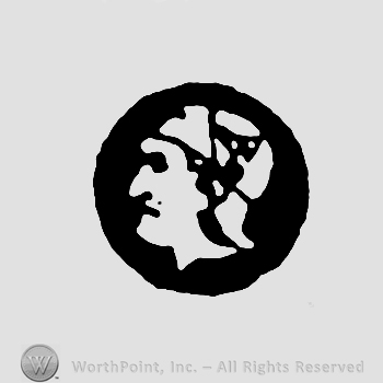 A mans head inside a circle.