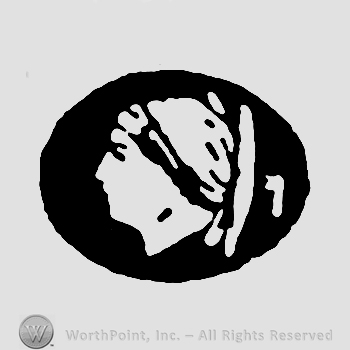 Human head inside an oval.