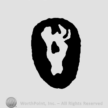 Antelope head  inside an oval.