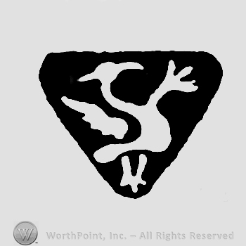 A bird shape inside a triangle.