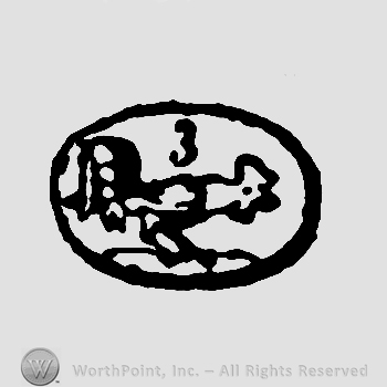 A rooster and number 3 inside an oval.