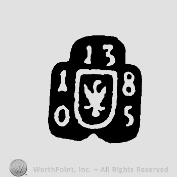 Bird in the middle;maybe an eagle and some digits 10 13 85.