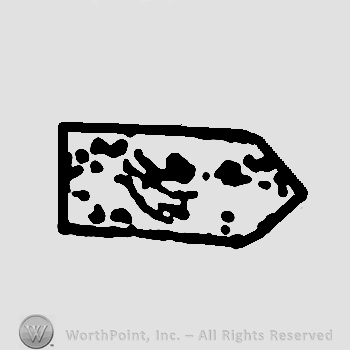 A shape similar to an arrow with some dots inside.