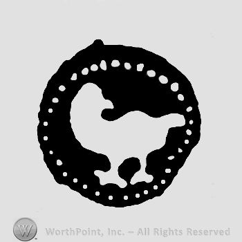 A bird inside a circle made from dots.