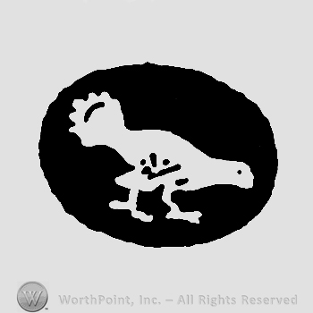 A bird inside an oval.