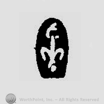 A shape similar to fleur de lis inside an oval.