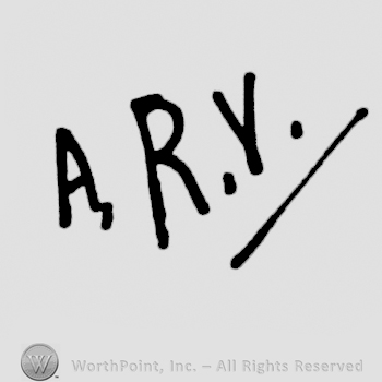 capital letters ARV underlined with dots between