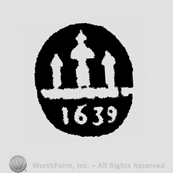 Three towers inside an oval with number 1639 below.