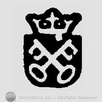 Two crossed keys and a crown on top.
