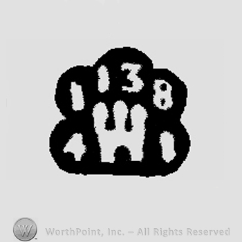 Shape similar with a castle with three towers and number 1138.