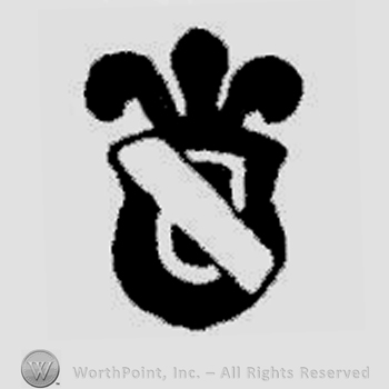 Shield shape with stripe and a crown on top.