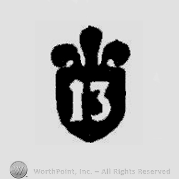 Shield shape with number 13 inside and a crown on top.