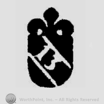Shield shape with two stripes inside and number 13;a crown on top.