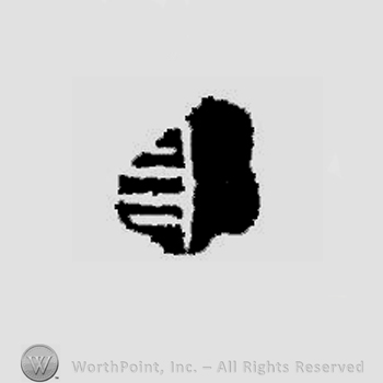 Irregular shape made from a vertical line and four horizontal stripes.