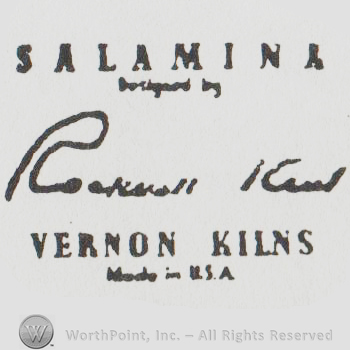 the text SALAMINA DESIGNED BY VERNON KLINS MADE IN USA