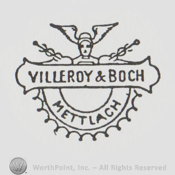 a human head wearing a winged helmet above "villeroy & boch mettlach"
