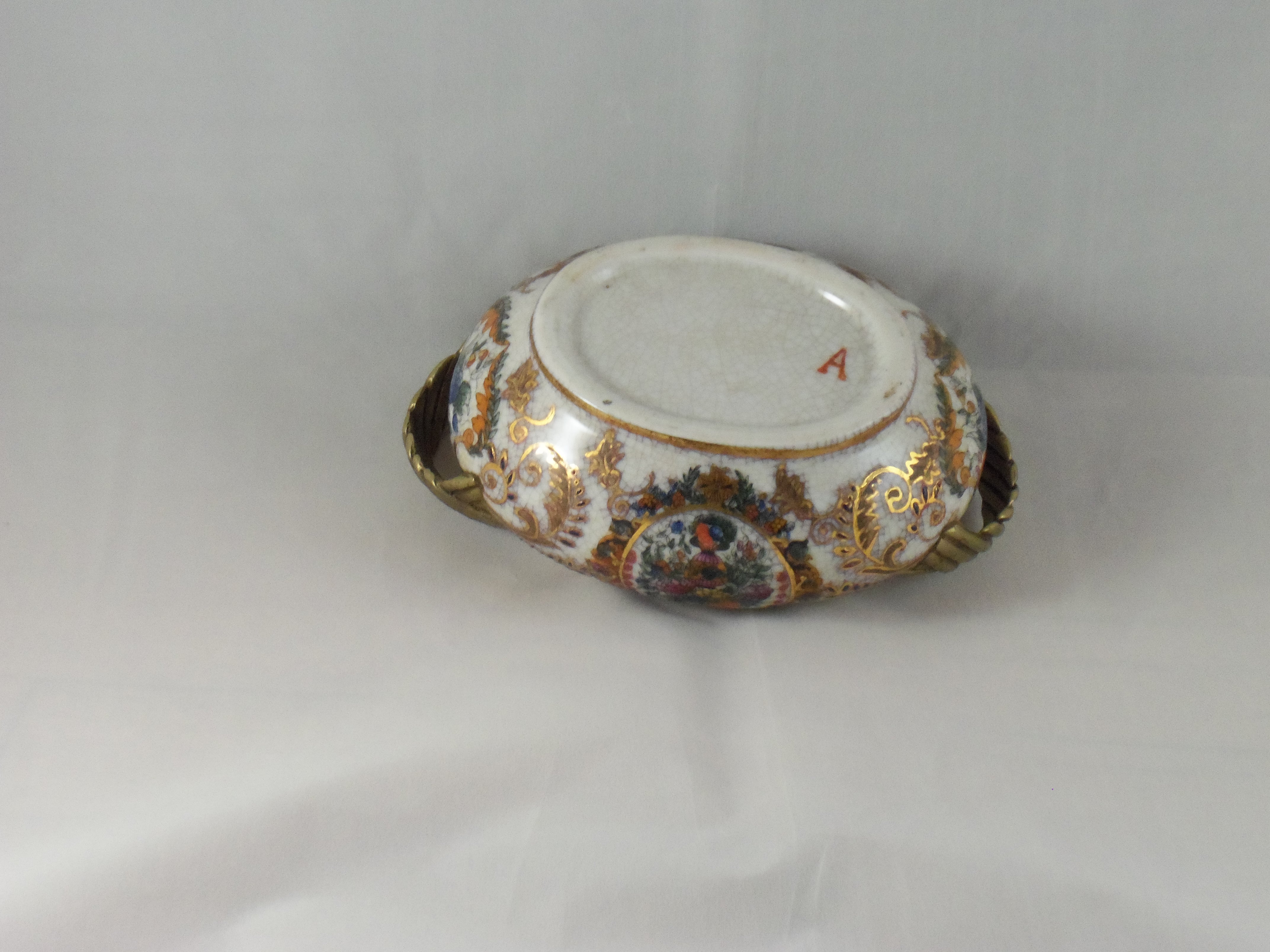 oval tureen, gold trimmed