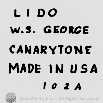 Lido written above W.S. George written above Canarytone written above Made in USA above 102A