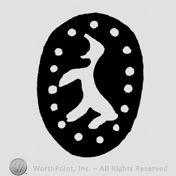 A prance animal inside an oval made of dots