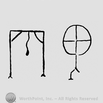 A gallow and a wheel divided in four