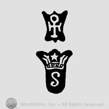 A cross with a circle on top above a crown with a star on top and an uppercase S