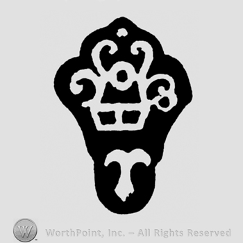 A crown design above an uppercase T