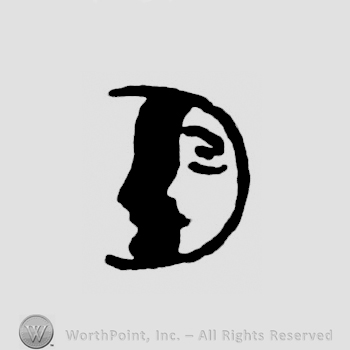 A crescent moon with a face