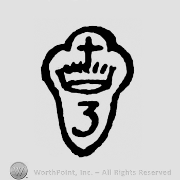 A shield with a crown that has a cross on top and the figure 3