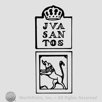 A crown, the text Jva San Tos above a lion prancing