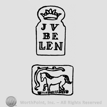 A crown above the text Jv Belen above a picture with a horse