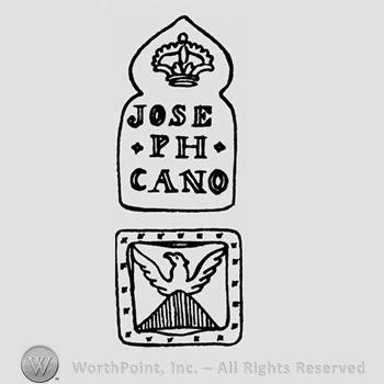 A crwn above the name Joseph Cano above a picture with an eagle above a triangle