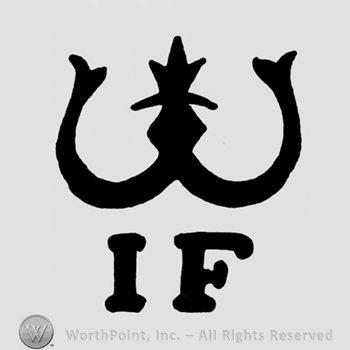A crown in the shape of a W above the initials I F