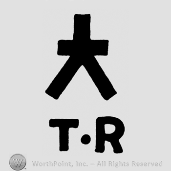 A split cross above the initials T R