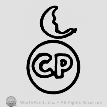 A circle with the initials C P inside under a crescent moon