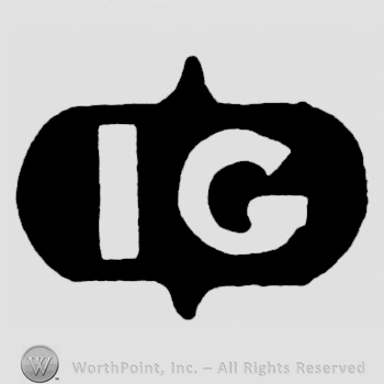 The initials I G inside a frame