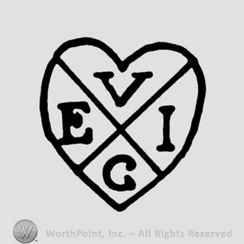 A heart shape divided in 4 with the initials V E G I inside each section