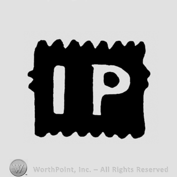 The initials I P inside a serrated rectangle