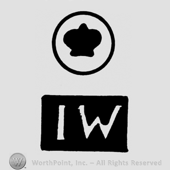 The initials I W inside a rectangle under a circle with a crown in it
