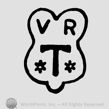 A shield with the initials V R T and two stars