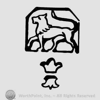 A lion above a fleur de lis