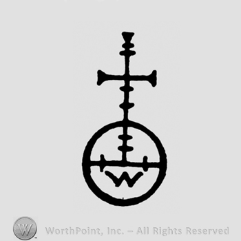 A cross on top of a circle with a W inside