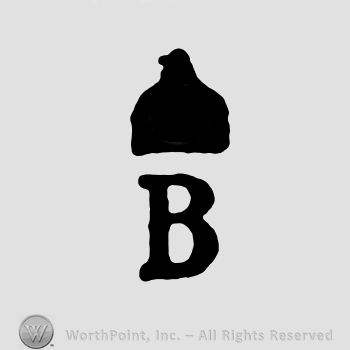 An uppercase B under a helmet shape