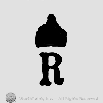 An uppercase R under a helmet shape