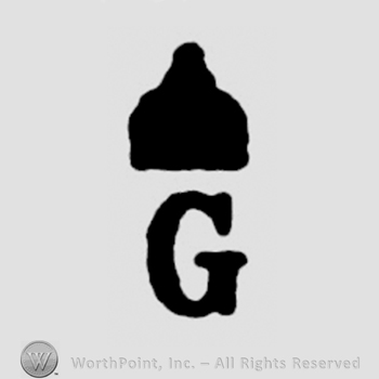 An uppercase G under a helmet shape