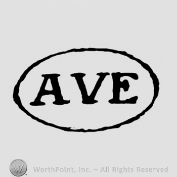 An oval with the word Ave inside in uppercase letters