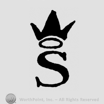 A crown above an oval and an S