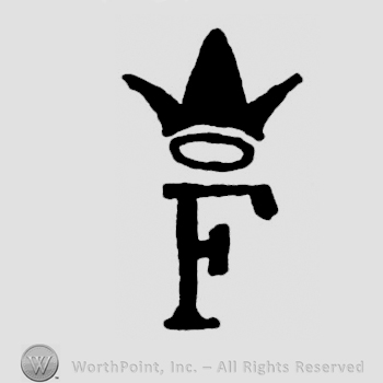 A crown above an oval and an F