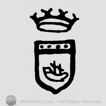 A crown above a shield with a boat on it
