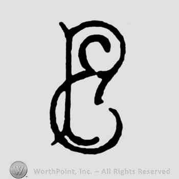 The initials P E overlapping