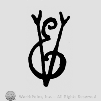 The initials V E overlapping